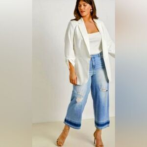 Eloquii Straight Cropped Wide Leg Jeans/Some distressing sz 18 NWOT